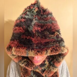Multicolor Faux Fur Hooded Scarf